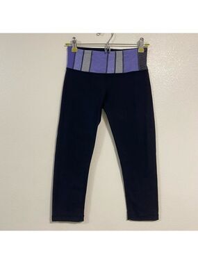 Lululemon Leggings Women’s Size 4 Black Reversible Wunder Under Capri Leggings